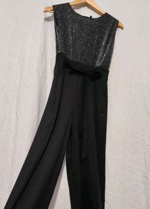 Chic Black Sparkly Jumpsuit with Wide Legs