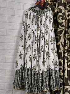Boho Block Print Tiered cord set long skirt with b