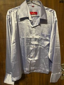 Plus Size Blue Satin Shirt
