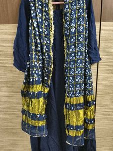 Elegant Navy Blue Kurta with Dupatta