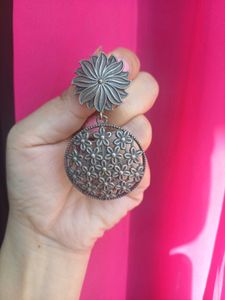 Brass Floral Statement Earrings