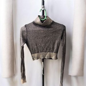 Sparkly Metallic Turtleneck Top