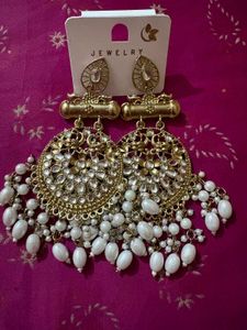 Elegant Gold Dangle Earrings with Pearls