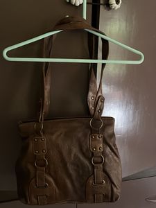 Classic Brown Faux Leather Shoulder Bag