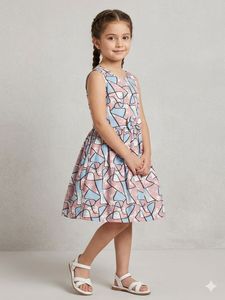 Girls Pink Floral Print Dress