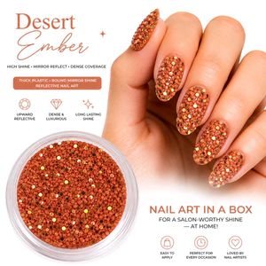 Desert Amber Mirror Glass Shine Seqins Nail Art