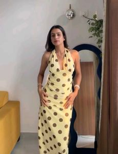 Polka Dot Halter Neck Maxi Dress