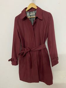 Maroon Belted Trench Coat