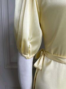 Zara Yellow Satin Midi Dress