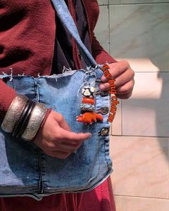 Orange Fox & Beaded Keychain