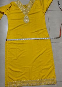 Vibrant Yellow Kurta Set with Floral Dupatta