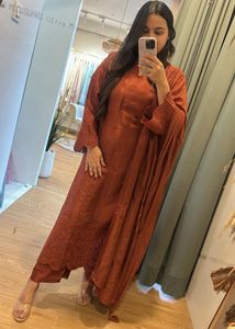 Elegant Rust Orange Embellished Gown