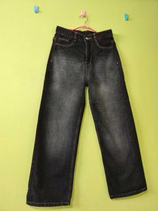 black wide-leg jeans