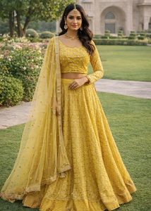 Elegant golden Lehenga Choli Set