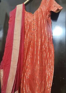 Coral Color Suit Salwar With Dupatta Bust 40