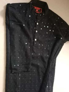 Men's Black Sequin Kurta