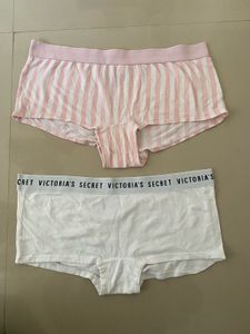 Victoria's Secret Pink Striped & White Briefs Set