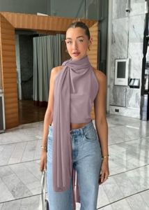 Newme Elegant Drape Halter Neck Top