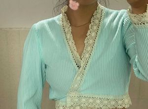 Boho Lace Trim Wrap Top