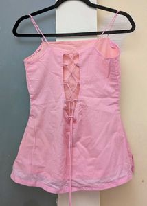Chic Pink Spaghetti Strap kurti