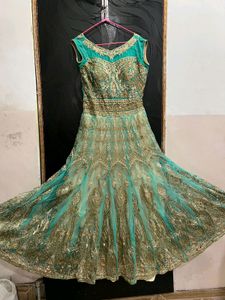 Teal & Gold Embroidered Anarkali