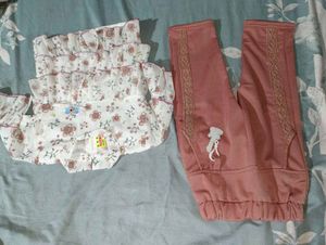 Cute Floral Print Kurta Set for Girls
