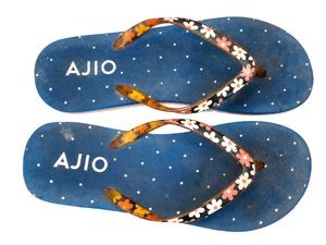 Women's Blue Floral Flip Flops | UK 4 | Lightweigh