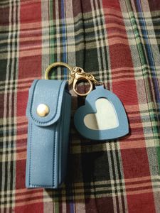 Blue Heart Keychain Holder