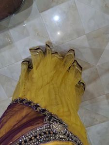 yellow and purple beautiful lehnga