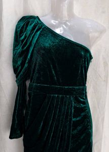 velvet dark green bodycon