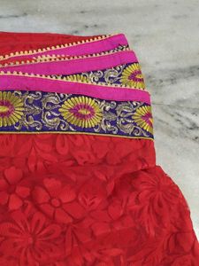 Red Net Saree