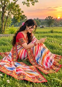 Vibrant Striped Saree