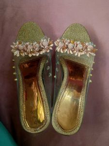 Elegant Rose Copper Gold Wedge Heels