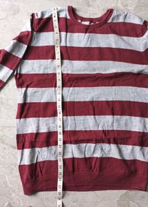 Jean pascal Striped Maroon and Grey Pullover