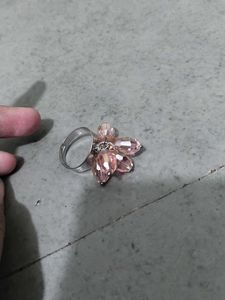 Charming Pink Crystal Flower Ring