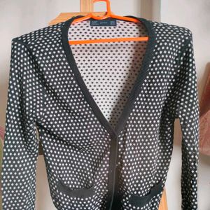 Zara Black &amp; White Polka Dot Knit Sweater