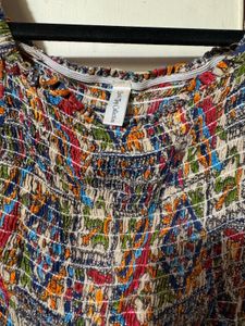 Boho Smocked Print Top y2k