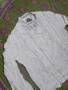 White Crinkle Textured Top