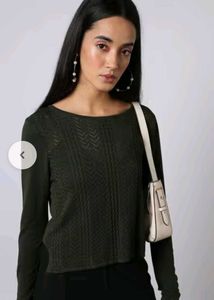 Olive Green Textured Knit Top