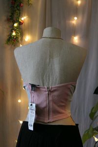 Forever 21 Pink &amp; Grey Bandeau Top