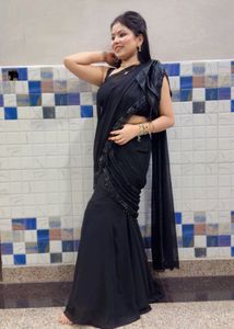 Elegant Black Sequined Saree