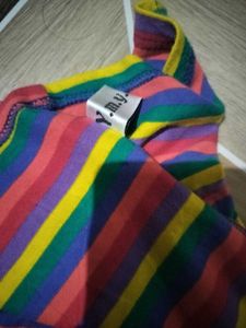 Multicolor Striped Back Tie Crop Top - Size M