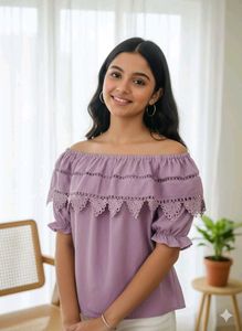 Cute Lavender Off-Shoulder Top