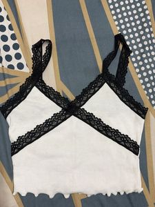 White Lace Trim Cami Top