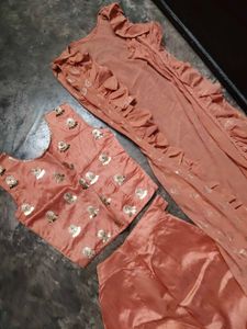 Elegant Peach Kurta Set with Dupatta