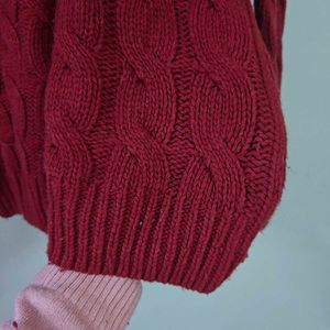Maroon Cable Knit Sweater