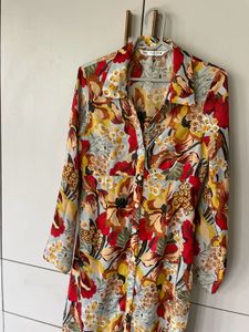 Zara Floral Print Satin Midi Dress