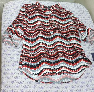 Vibrant Polka Dot Print Tunic Top