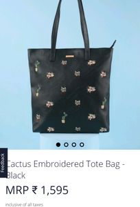 Unused Chumbak embroidery tote bag