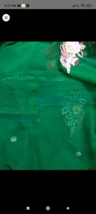 green party wear saree with stitched blouse